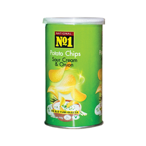 NATIONAL NO1 POTATO CHIPS – SOUR CREAM & ONION FLAVOUR 48X60g