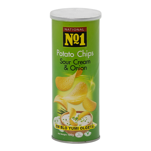 NATIONAL NO1 POTATO CHIPS – SOUR CREAM & ONION FLAVOUR 24X100g